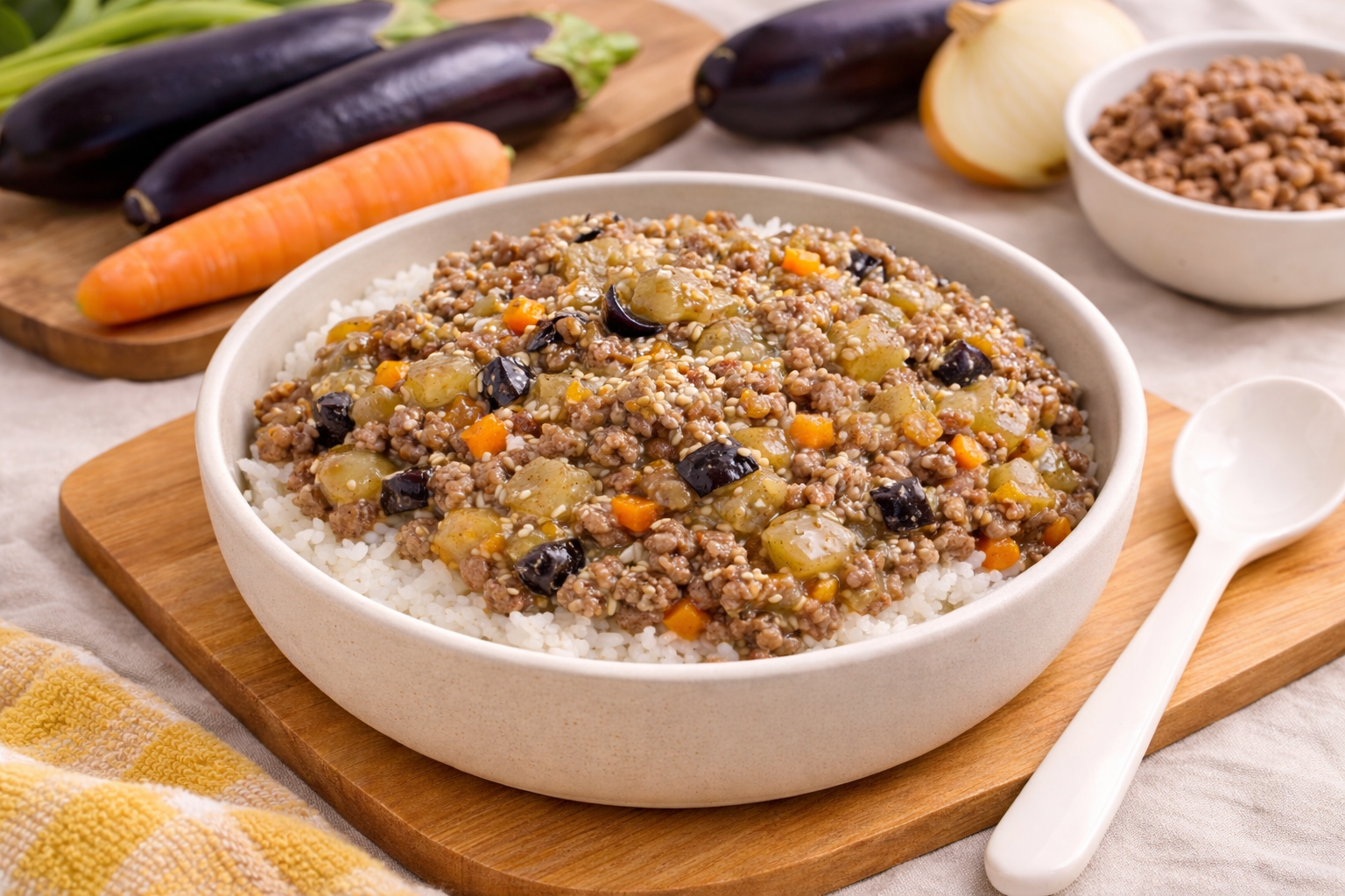 Easy Beef Eggplant Rice Bowl Recipe